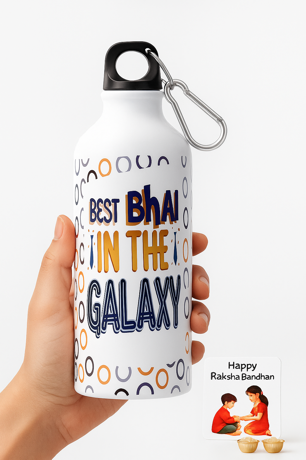Best Bhai in the Galaxy Bottle with 3 Rakhis